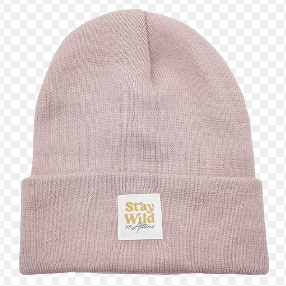Accessories - Pink Beanie with 'Stay Wild' Patch